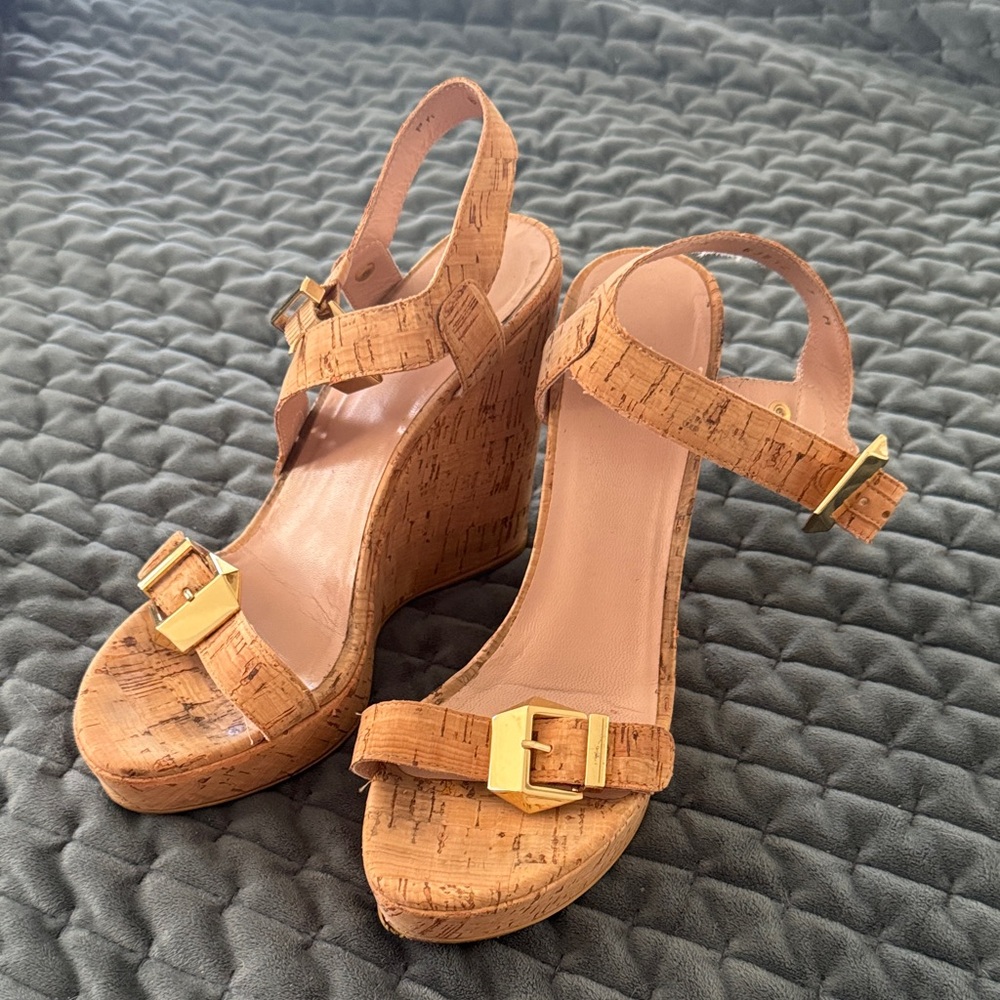 Cork Wedge Sandals in Natural Tan - Women's Platform Heels